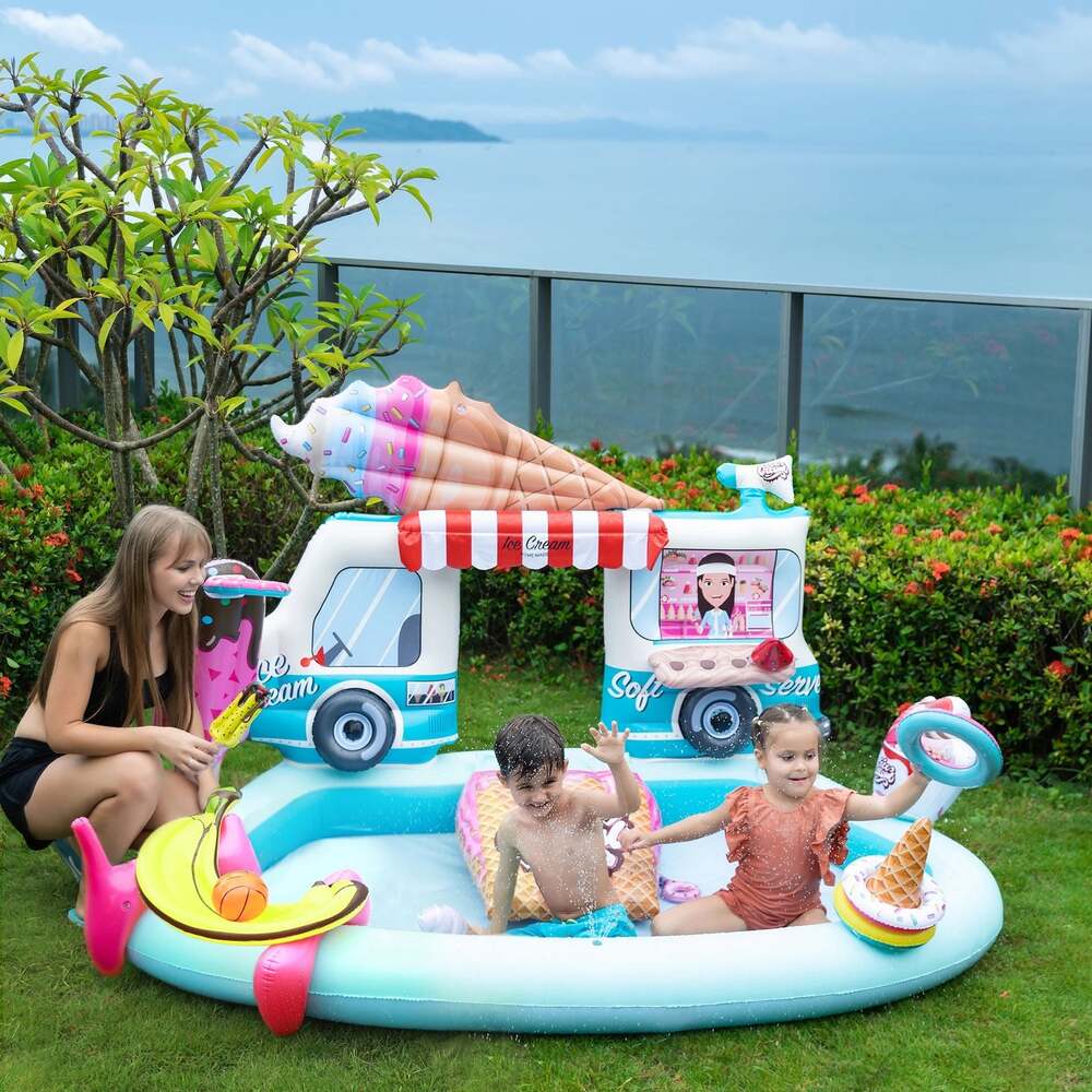 NIB Hoovy Ice Cream Truck Inflatable Spray Pool